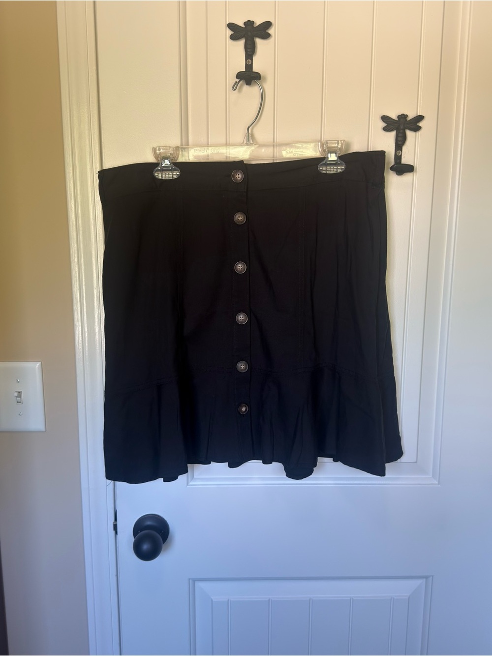 Nine West Black Button-Front Mini Skirt